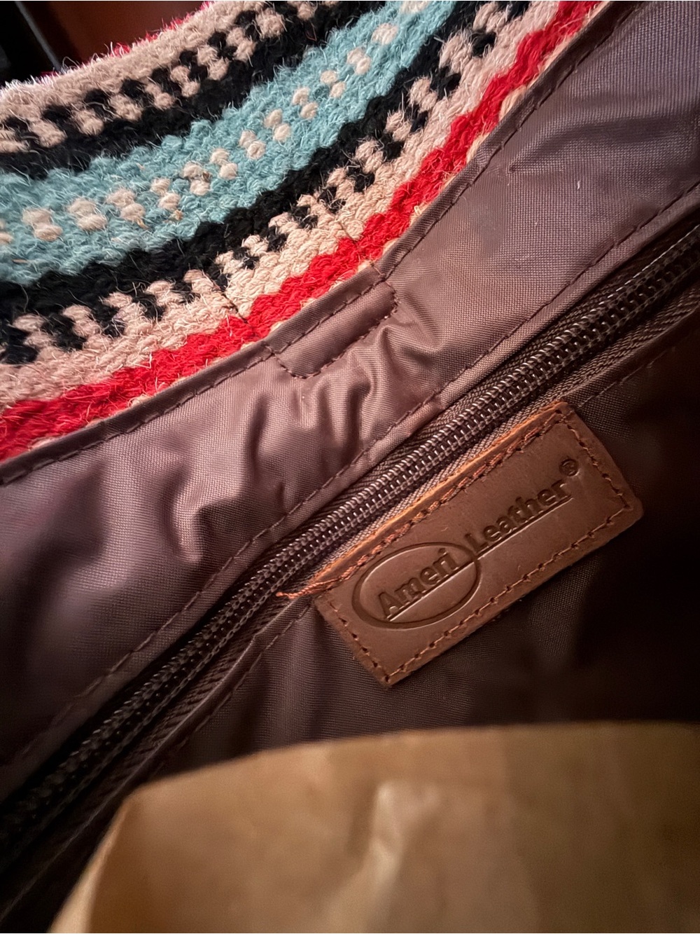 AmeriLeather serape blanket large tote satchel NWT - Picture 6 of 8